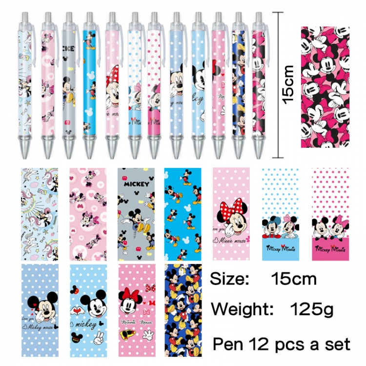 Mickey Anime peripheral student color picture ballpoint pen neutral pen 15cm a set of 12