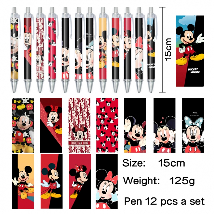 Mickey Anime peripheral student color picture ballpoint pen neutral pen 15cm a set of 12