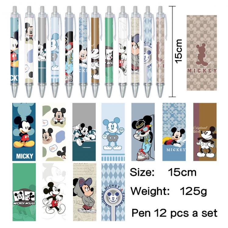 Mickey Anime peripheral student color picture ballpoint pen neutral pen 15cm a set of 12