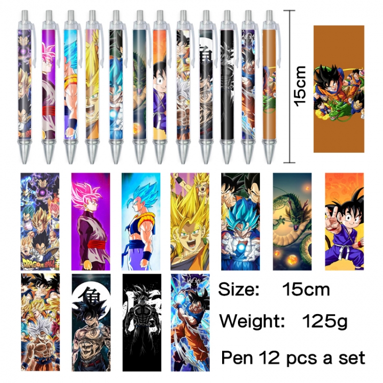 DRAGON BALL Anime peripheral student color picture ballpoint pen neutral pen 15cm a set of 12