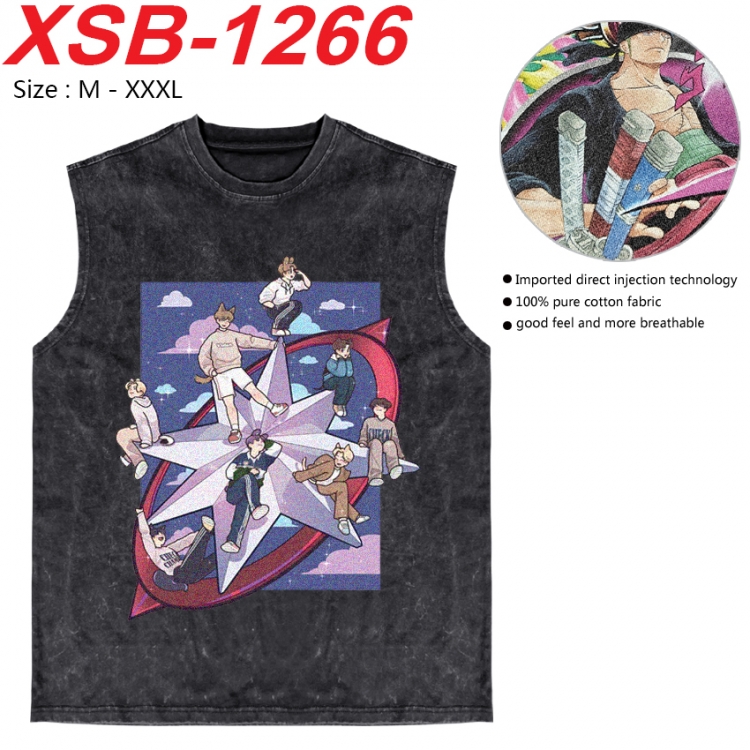 straykids Anime pure cotton wash vest T-shirt 250g M-3XL XSB-1266