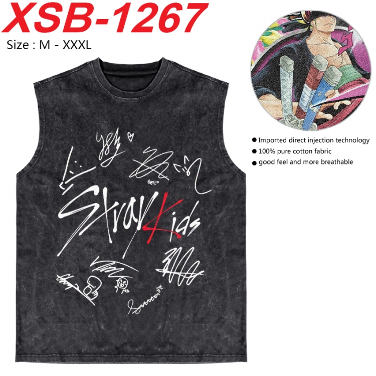 straykids Anime pure cotton wash vest T-shirt 250g M-3XL  XSB-1267