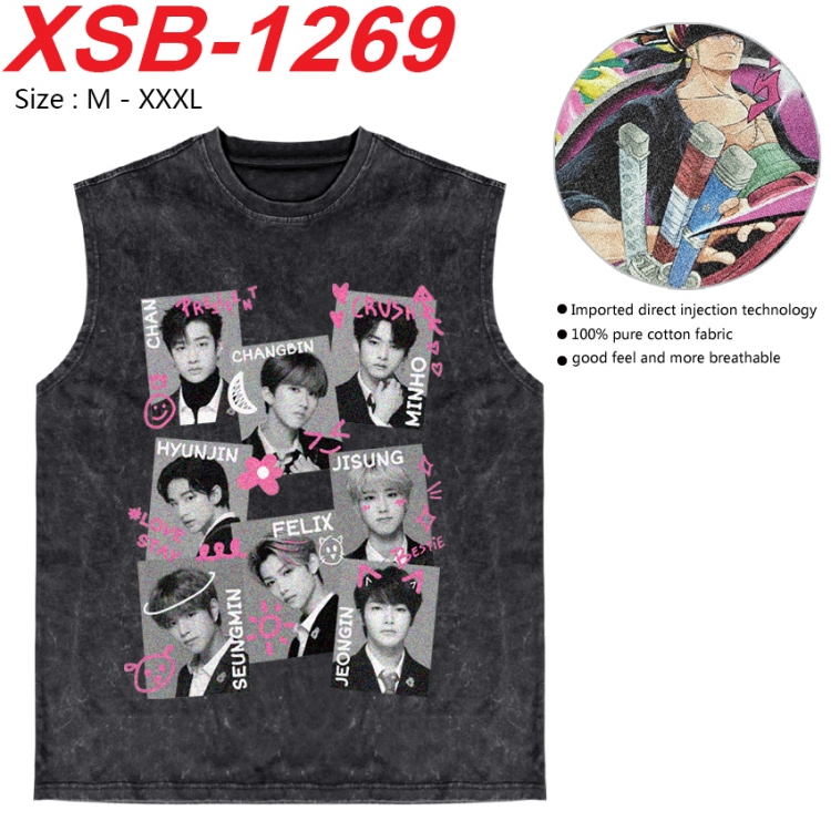 straykids Anime pure cotton wash vest T-shirt 250g M-3XL  XSB-1269