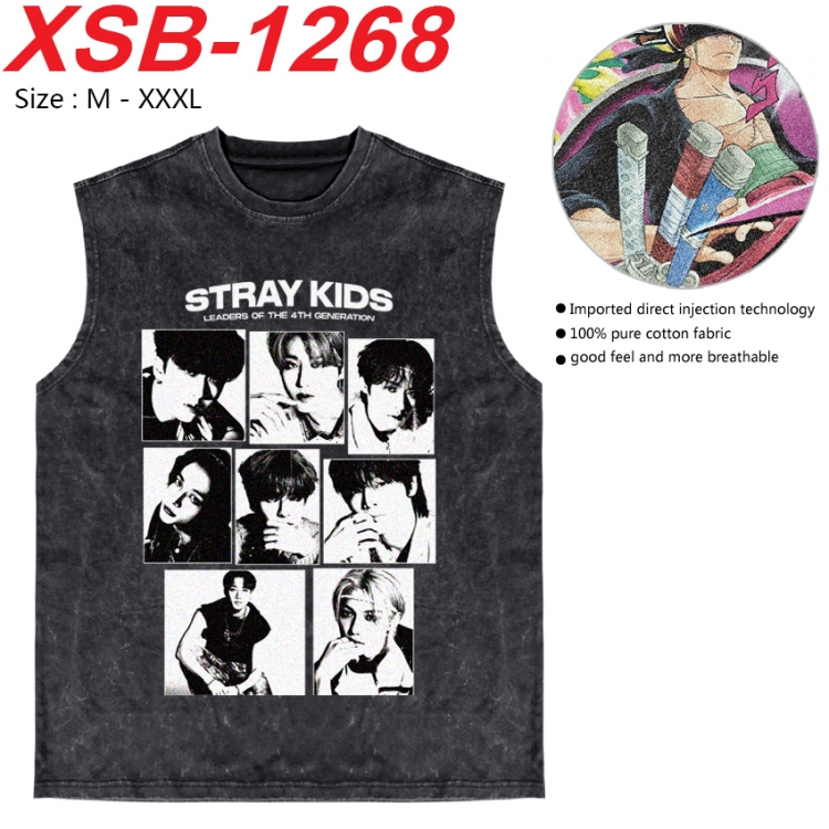 straykids Anime pure cotton wash vest T-shirt 250g M-3XL XSB-1268