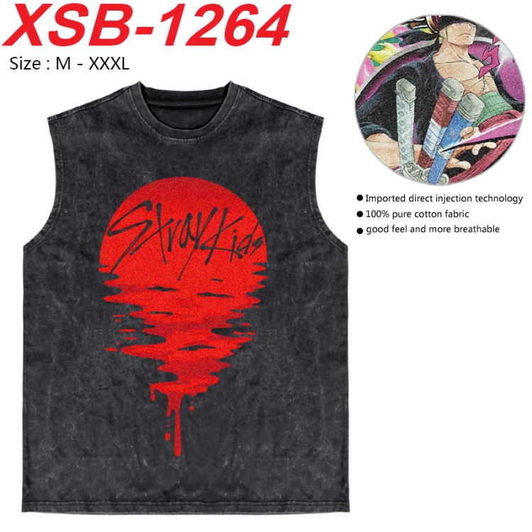 straykids Anime pure cotton wash vest T-shirt 250g M-3XL XSB-1264