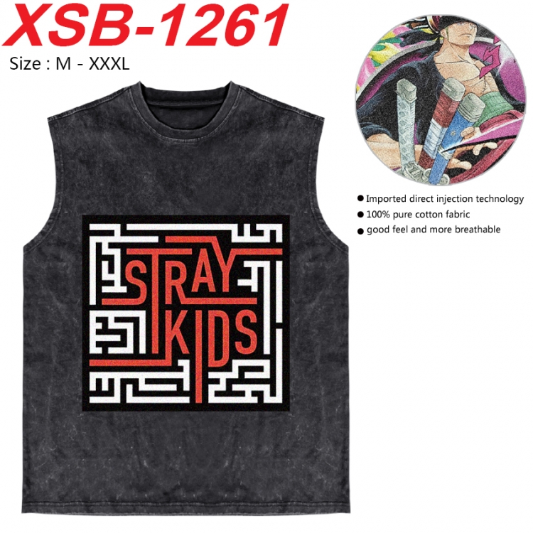 straykids Anime pure cotton wash vest T-shirt 250g M-3XL  XSB-1261