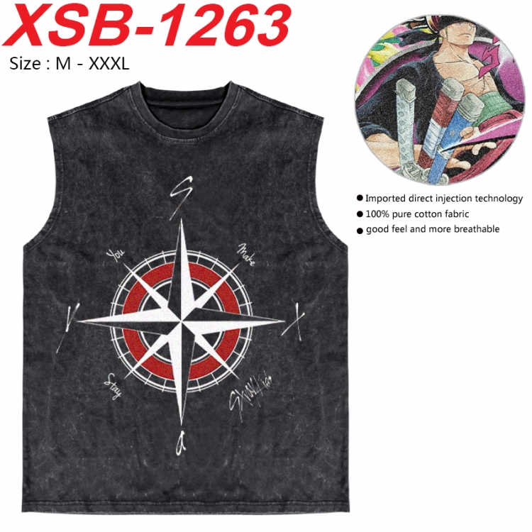 straykids Anime pure cotton wash vest T-shirt 250g M-3XL XSB-1263