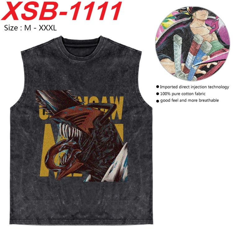 Chainsaw man Anime pure cotton wash vest T-shirt 250g M-3XL   XSB-1111