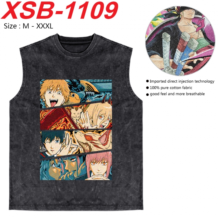 Chainsaw man Anime pure cotton wash vest T-shirt 250g M-3XL XSB-1109