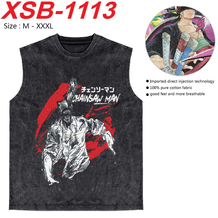 Chainsaw man Anime pure cotton wash vest T-shirt 250g M-3XL  XSB-1113