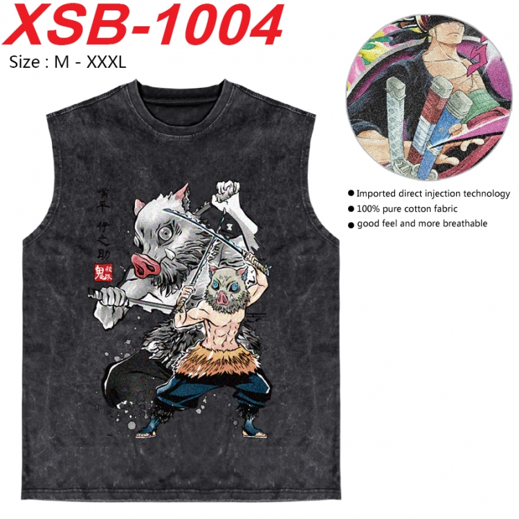 Demon Slayer Kimets Anime pure cotton wash vest T-shirt 250g M-3XL 