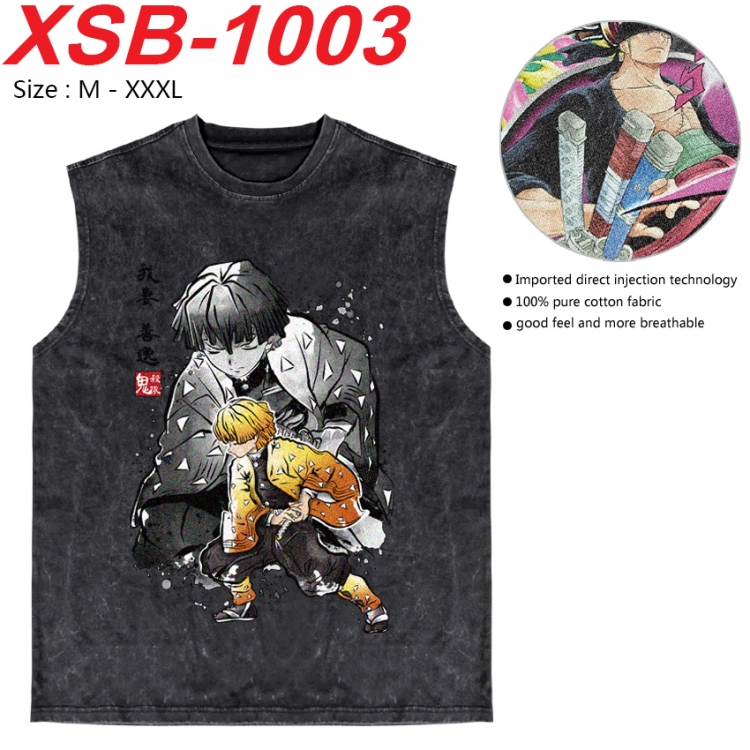 Demon Slayer Kimets Anime pure cotton wash vest T-shirt 250g M-3XL 