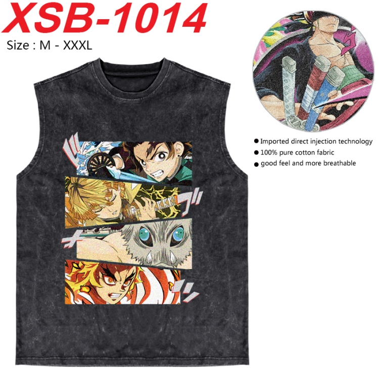 Demon Slayer Kimets Anime pure cotton wash vest T-shirt 250g M-3XL 