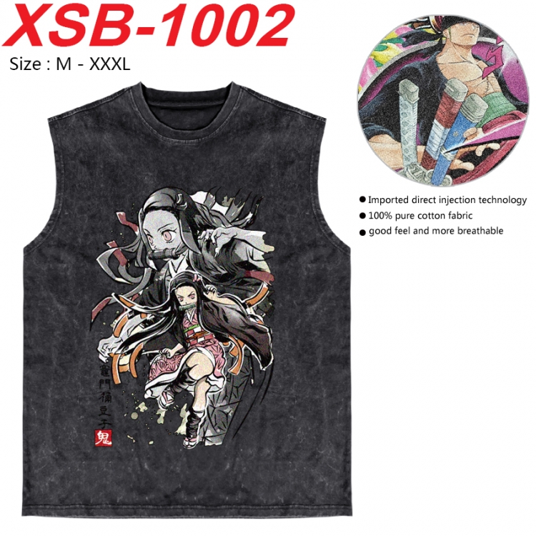 Demon Slayer Kimets Anime pure cotton wash vest T-shirt 250g M-3XL 