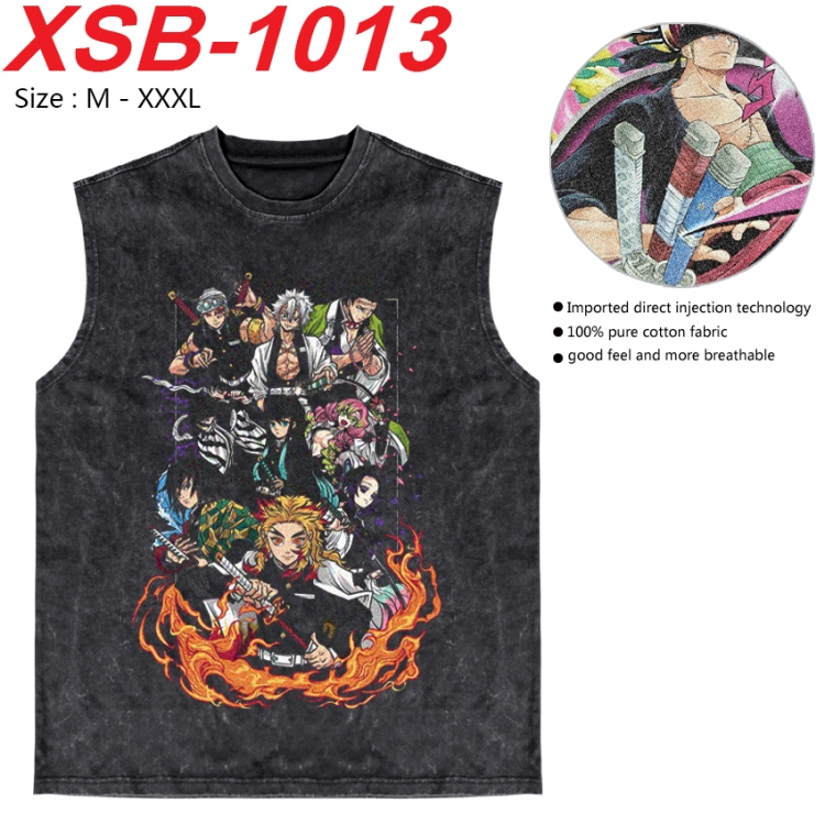 Demon Slayer Kimets Anime pure cotton wash vest T-shirt 250g M-3XL 