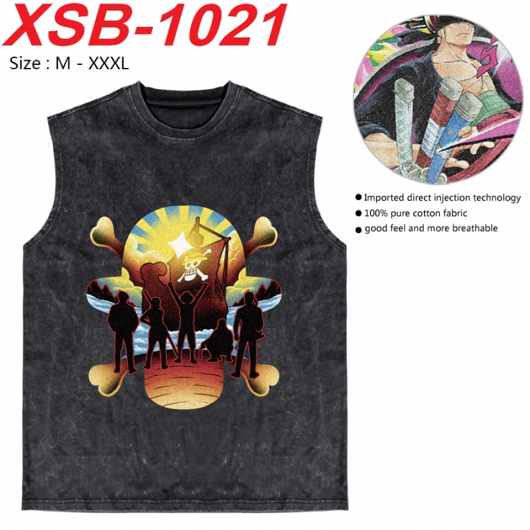 One Piece Anime pure cotton wash vest T-shirt 250g M-3XL  XSB-1021