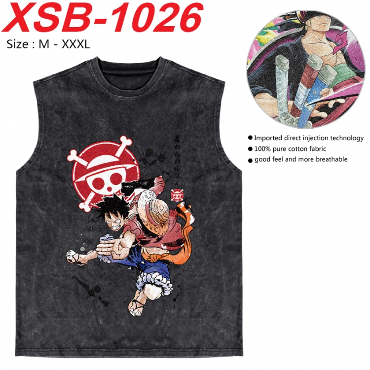 One Piece Anime pure cotton wash vest T-shirt 250g M-3XL  XSB-1026