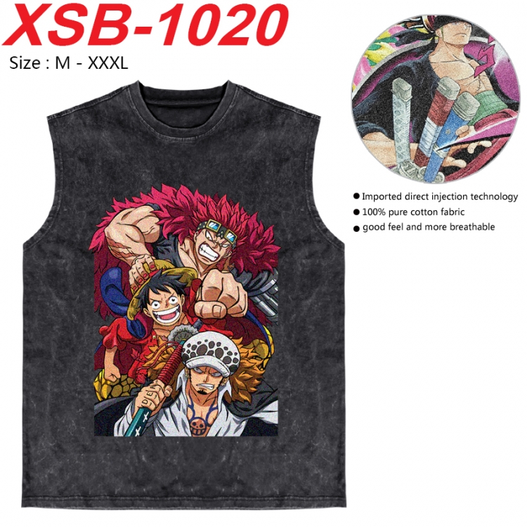 One Piece Anime pure cotton wash vest T-shirt 250g M-3XL  XSB-1020