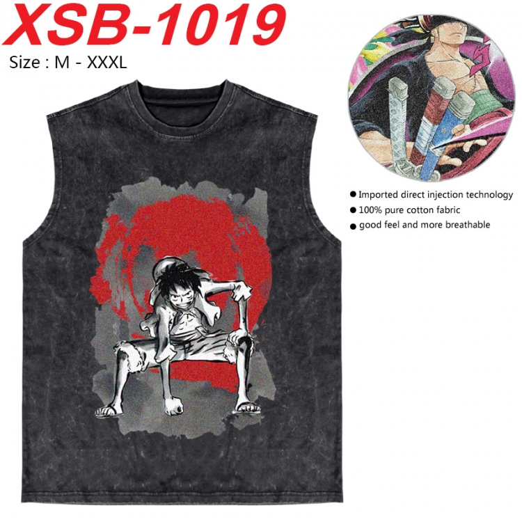 One Piece Anime pure cotton wash vest T-shirt 250g M-3XL  XSB-1019