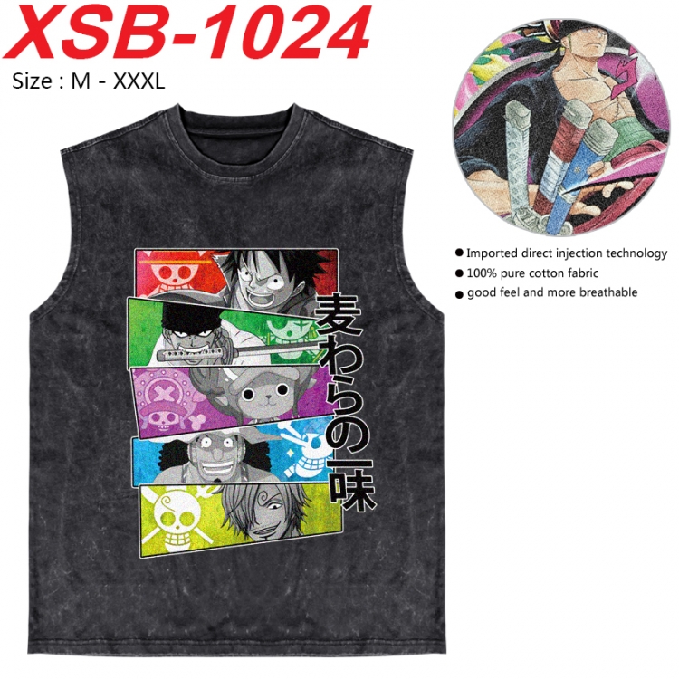 One Piece Anime pure cotton wash vest T-shirt 250g M-3XL  XSB-1024