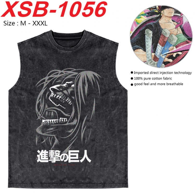 Shingeki no Kyojin Anime pure cotton wash vest T-shirt 250g M-3XL