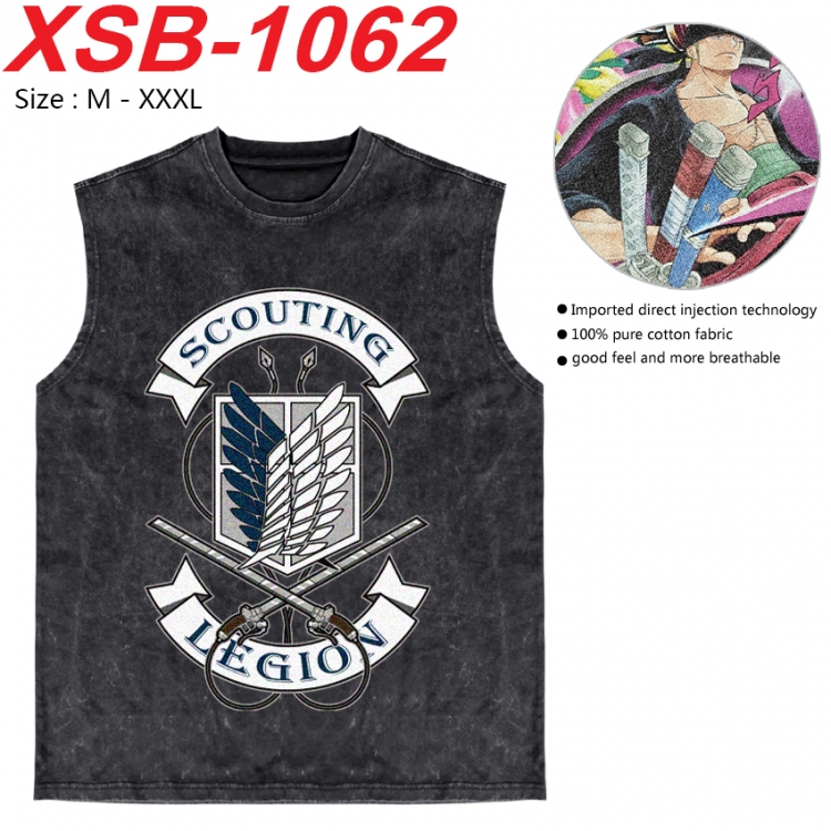 Shingeki no Kyojin Anime pure cotton wash vest T-shirt 250g M-3XL