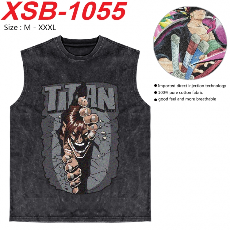 Shingeki no Kyojin Anime pure cotton wash vest T-shirt 250g M-3XL