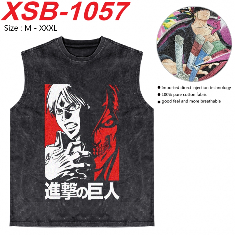 Shingeki no Kyojin Anime pure cotton wash vest T-shirt 250g M-3XL