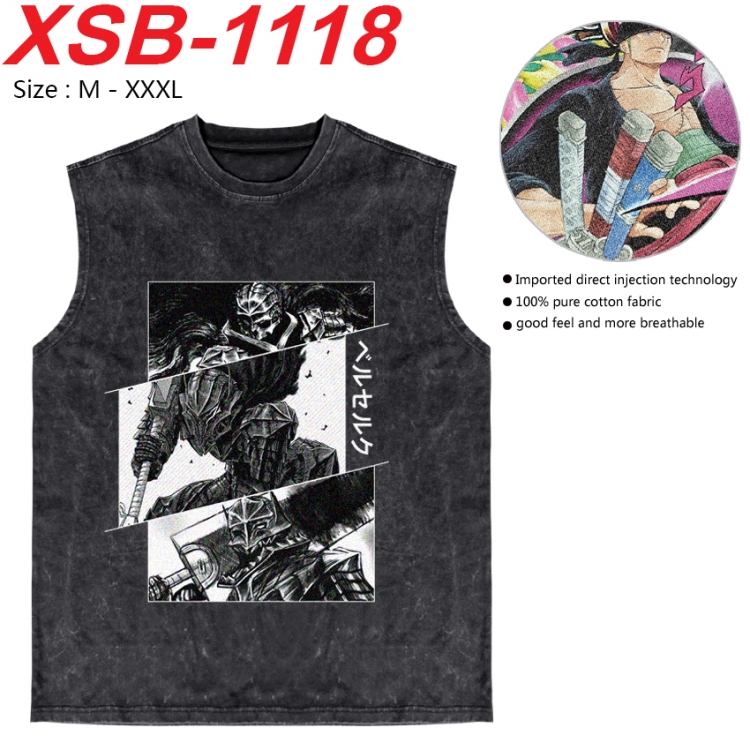 Berserk Anime pure cotton wash vest T-shirt 250g M-3XL