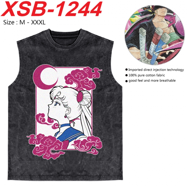 sailormoon Anime pure cotton wash vest T-shirt 250g M-3XL