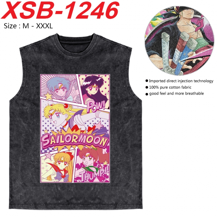 sailormoon Anime pure cotton wash vest T-shirt 250g M-3XL