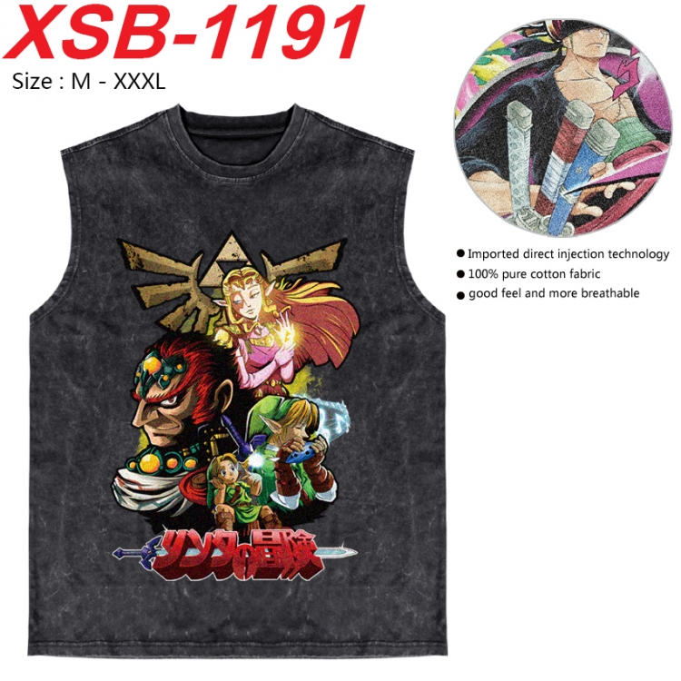 The Legend of Zelda Anime pure cotton wash vest T-shirt 250g M-3XL