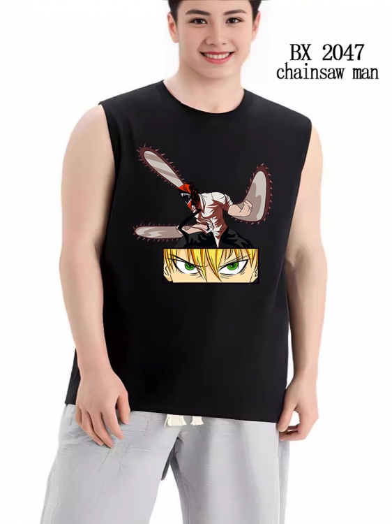 Chainsaw man Anime peripheral printed pure cotton vest T-shirt BX2047