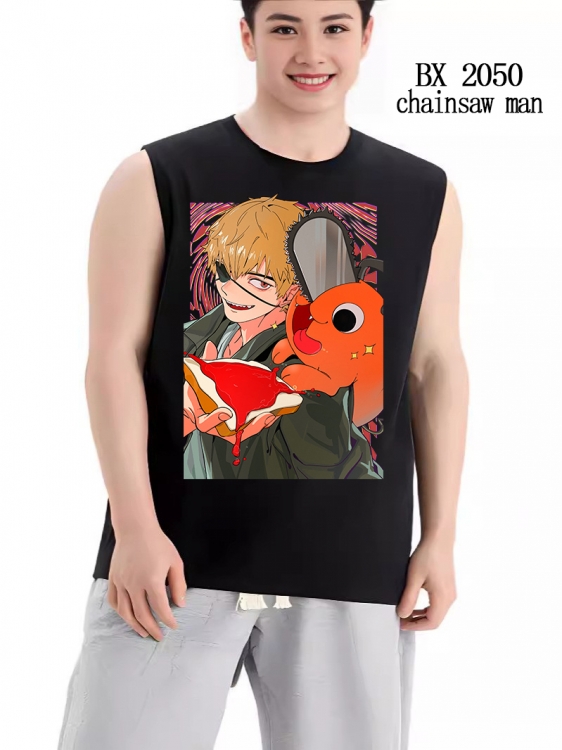 Chainsaw man Anime peripheral printed pure cotton vest T-shirt BX2050