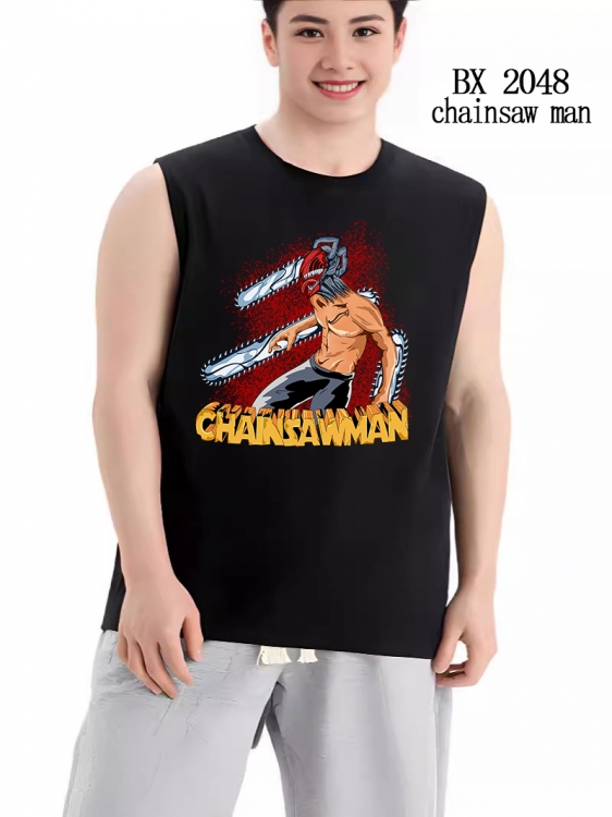 Chainsaw man Anime peripheral printed pure cotton vest T-shirt BX2048