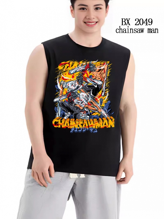 Chainsaw man Anime peripheral printed pure cotton vest T-shirt BX2049