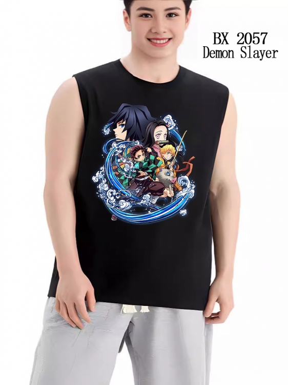 Demon Slayer Kimets Anime peripheral printed pure cotton vest T-shirt  BX2057