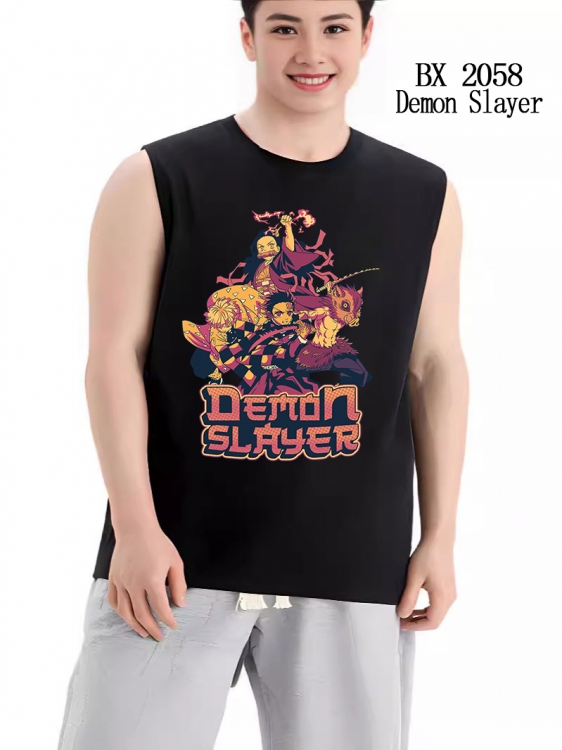 Demon Slayer Kimets Anime peripheral printed pure cotton vest T-shirt BX2058