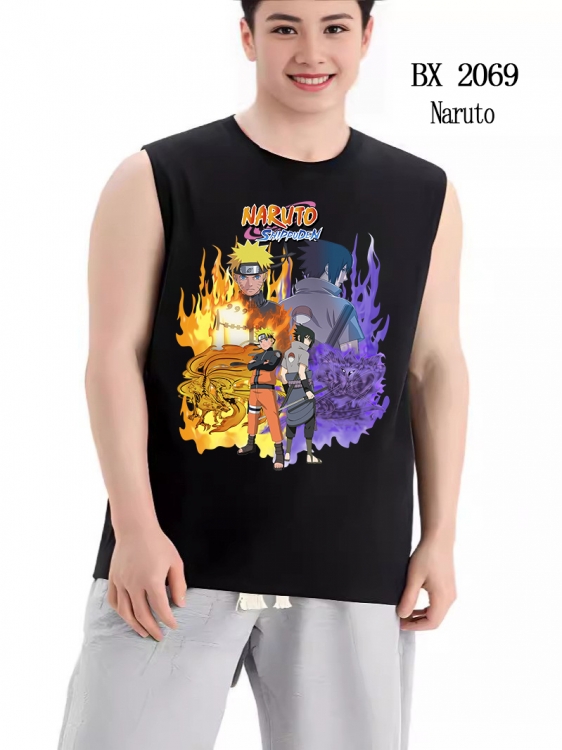 Naruto Anime peripheral printed pure cotton vest T-shirt BX2069