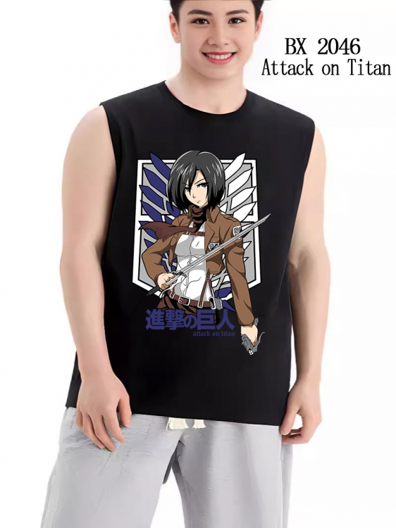 Shingeki no Kyojin Anime peripheral printed pure cotton vest T-shirt BX2046