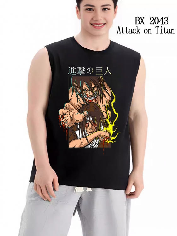 Shingeki no Kyojin Anime peripheral printed pure cotton vest T-shirt BX2043