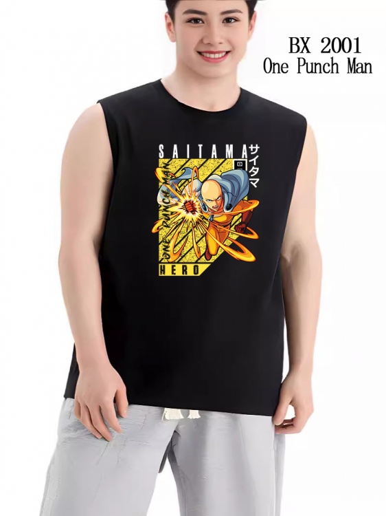 One Punch Man Anime peripheral printed pure cotton vest T-shirt BX2001