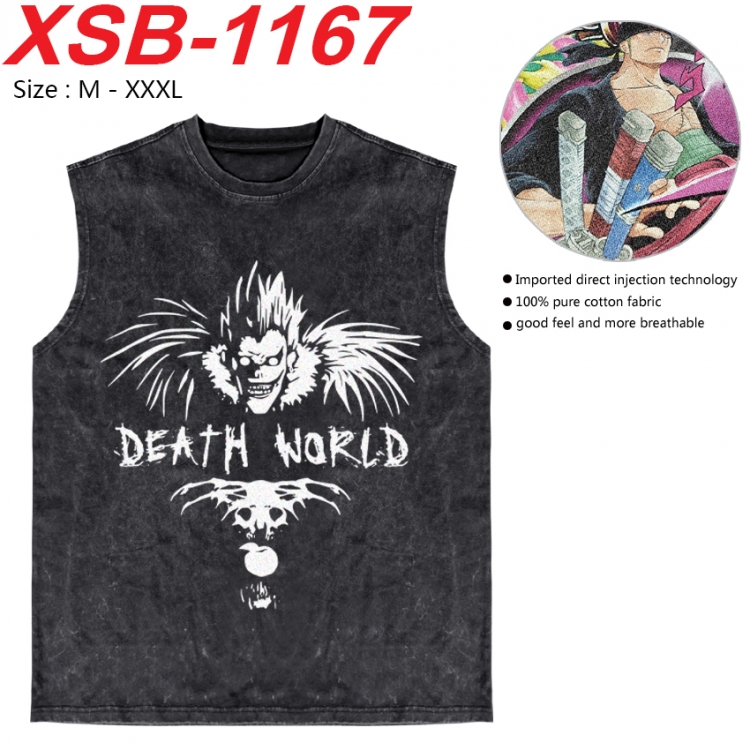 Death note Anime pure cotton wash vest T-shirt 250g M-3XL XSB-1167