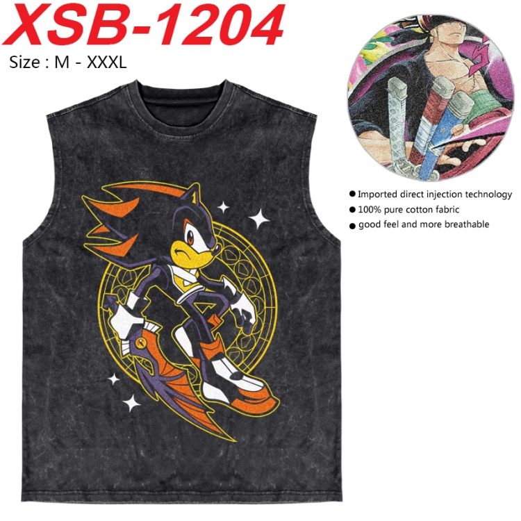 Sonic The Hedgehog Anime pure cotton wash vest T-shirt 250g M-3XL  XSB-1204