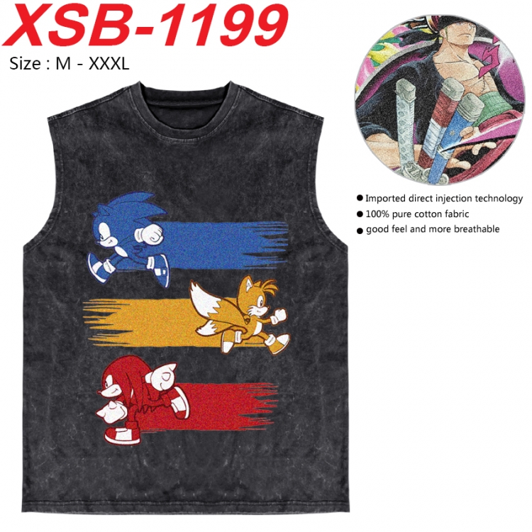 Sonic The Hedgehog Anime pure cotton wash vest T-shirt 250g M-3XL  XSB-1199