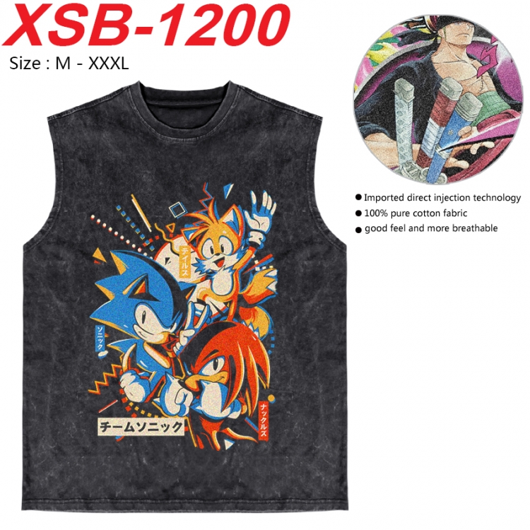 Sonic The Hedgehog Anime pure cotton wash vest T-shirt 250g M-3XL  XSB-1200