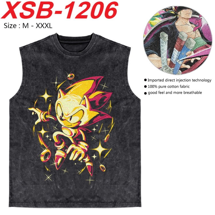 Sonic The Hedgehog Anime pure cotton wash vest T-shirt 250g M-3XL  XSB-1206