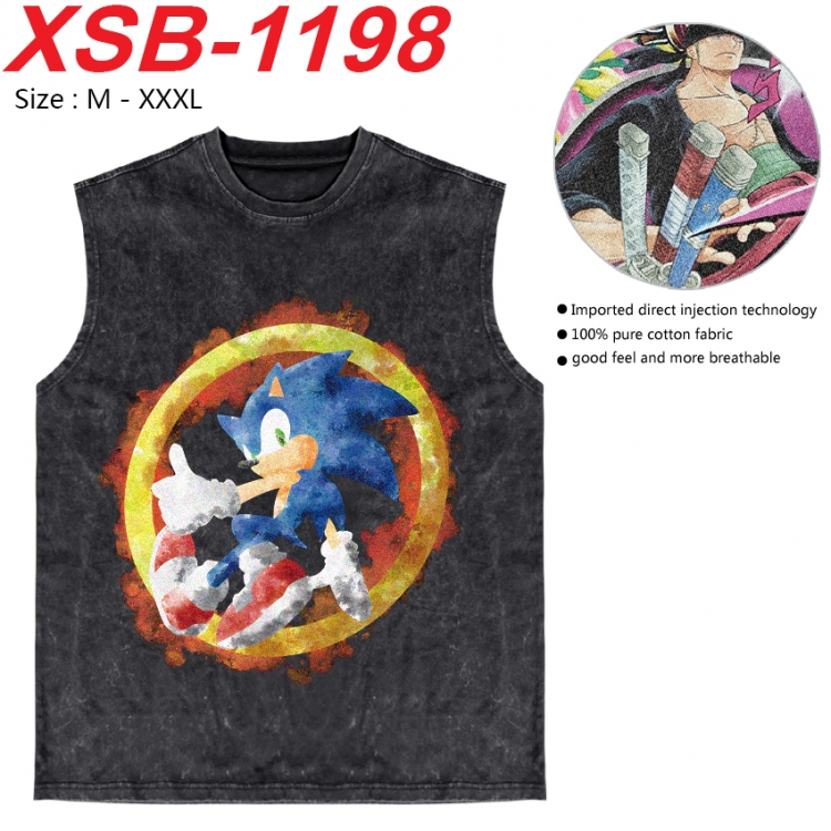 Sonic The Hedgehog Anime pure cotton wash vest T-shirt 250g M-3XL  XSB-1198