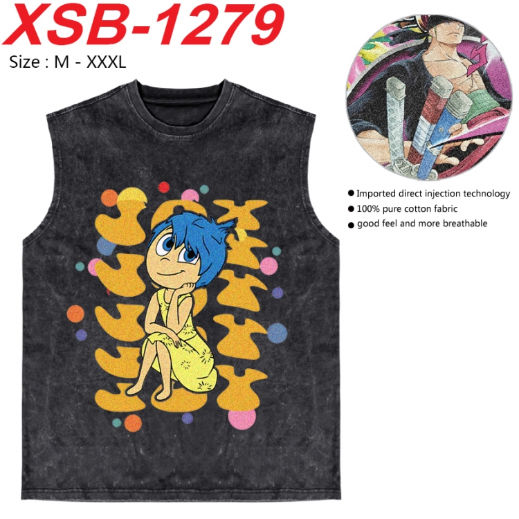 Inside Out Anime pure cotton wash vest T-shirt 250g M-3XL  XSB-1279