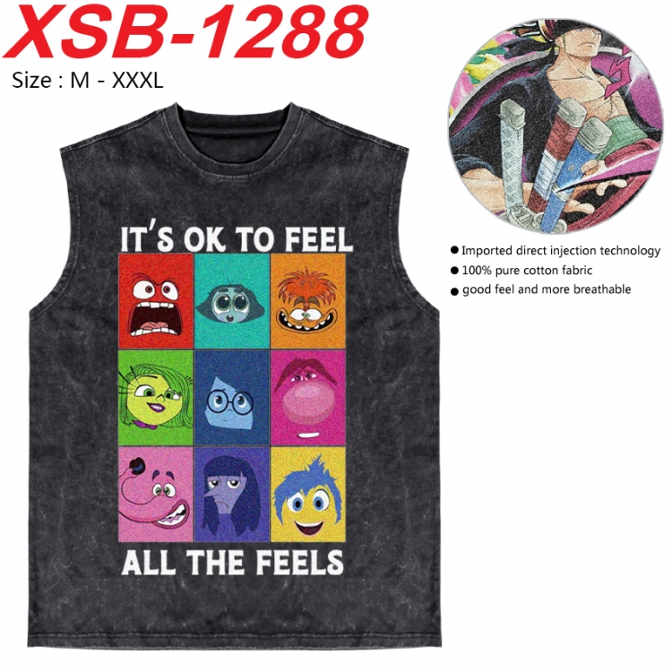 Inside Out Anime pure cotton wash vest T-shirt 250g M-3XL  XSB-1288